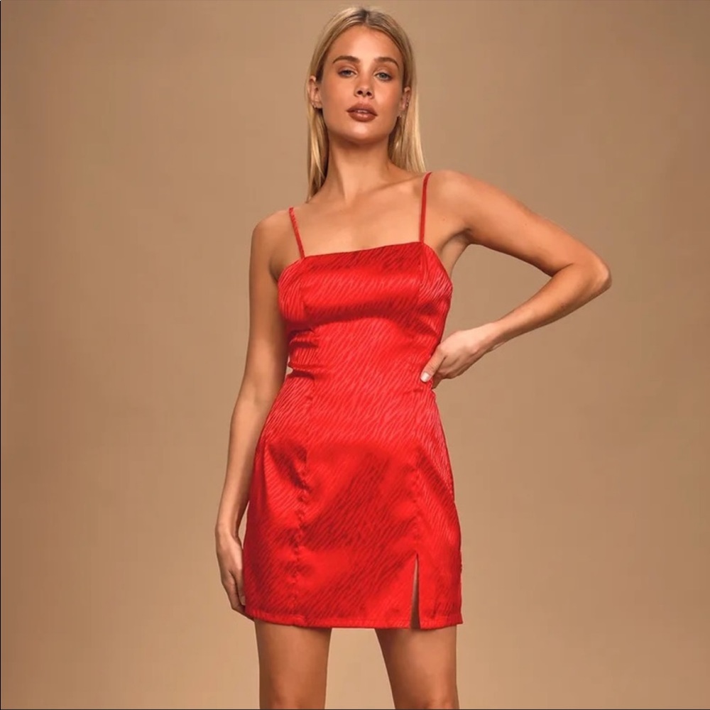 Lulus Red Zebra Print Satin Sleeveless Mini Dress